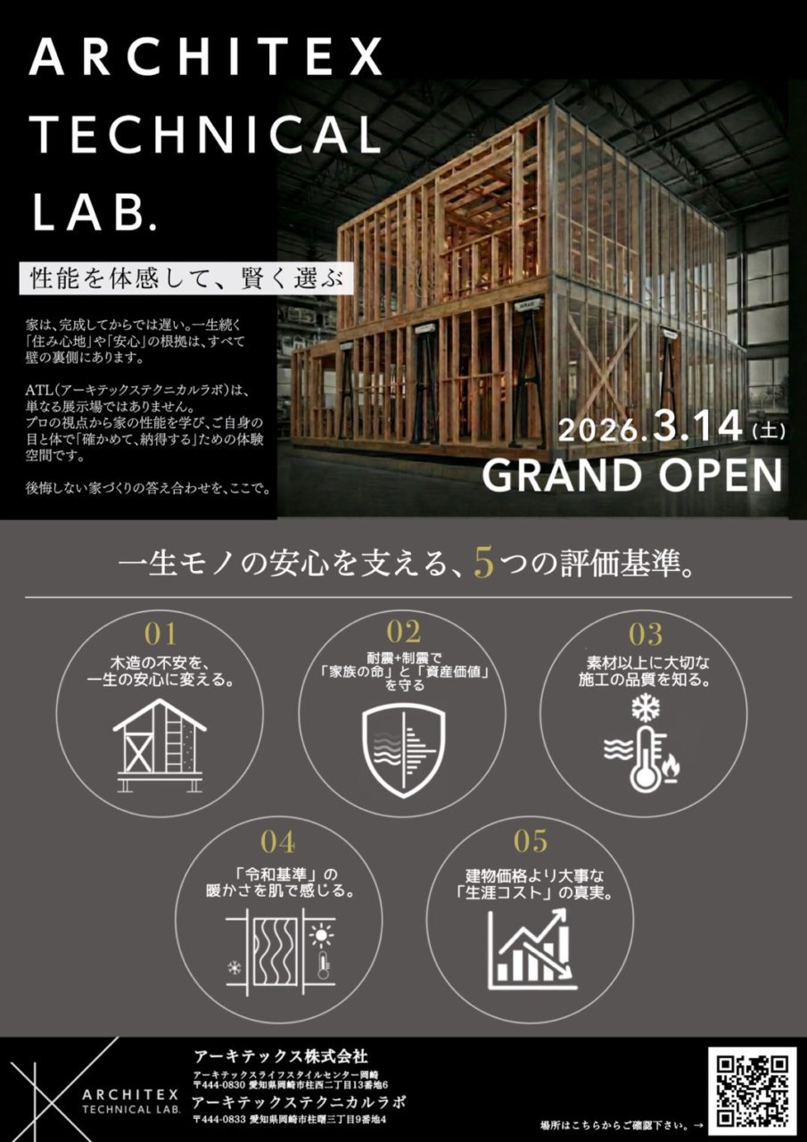 家を建てる前に「答え合わせ」を。ARCHITEX TECHNICAL LABがグランドオープンします！！